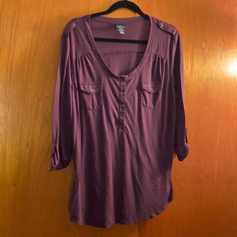 Faded Glory purple henley tunic, 2X